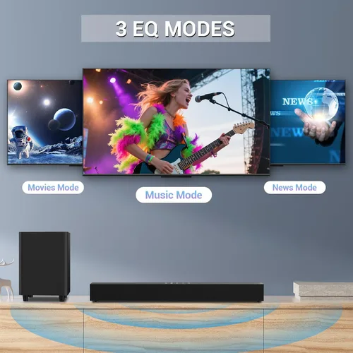 Miniatura 3 de Barra de sonido para TV con subwoofer, altavoz Bluetooth de 60 W, graves profundos, sistema de sonido envolvente de cine en casa de 2.1 canales