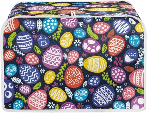 Miniatura 20 de JEOCODY Funda para tostadora para hacer pan con asa, impresión temática de café, ranura ancha, protección contra el polvo Estampado De Tema De Café