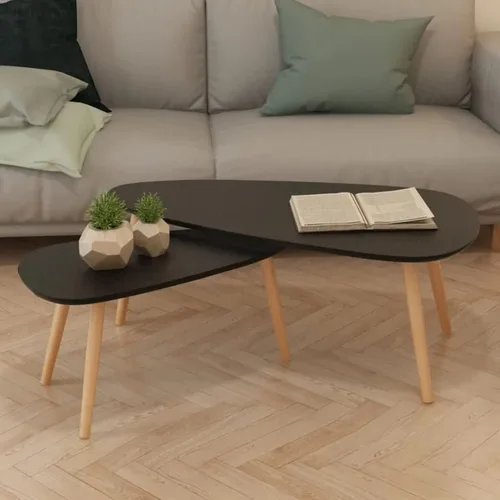 Juego de mesa de centro para sala de estar, mesa de centro grande, mesa de centro para sala de estar, Mesitas para sala modernas, 2 piezas, madera