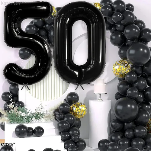 Miniatura 8 de KatchOn - Globo negro grande del número 50, 40 pulgadas, decoraciones de cumpleaños 50 negro sobre la colina para hombres y mujeres, decoraciones