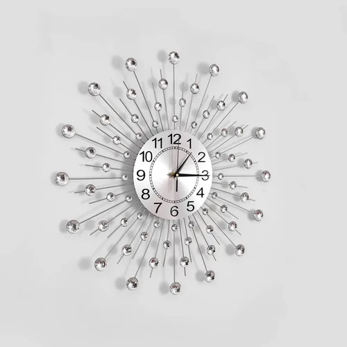 Miniatura 9 de Reloj de pared grande de cristal de 24 pulgadas para decoración de sala de estar, moderno reloj de pared con forma de estrella de metal, reloj