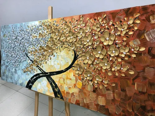 Miniatura 3 de V-inspire Arte, 24 x 60 pulgadas, moderno, pintado a mano, 3D, arte abstracto, arte de pared, pinturas al óleo, decoraciones para sala de estar