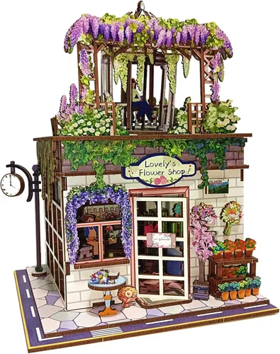 Miniatura 8 de Rompecabezas de madera 3D, kits de rincón de libros para adultos, kits de construcción de casas en miniatura, manualidades de madera