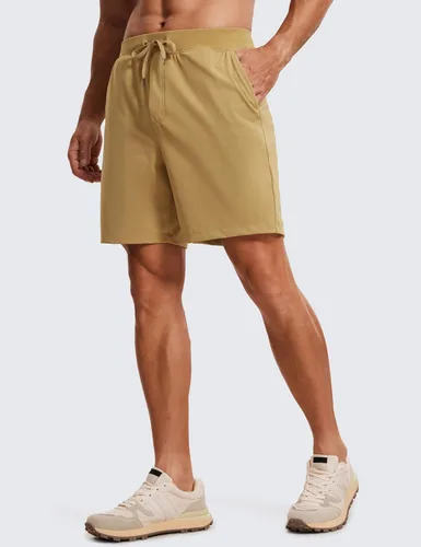 Miniatura 2 de CRZ YOGA Pantalones cortos de entrenamiento elásticos en cuatro direcciones para hombre, 7 pulgadas, suaves, duraderos, casuales, con bolsillos