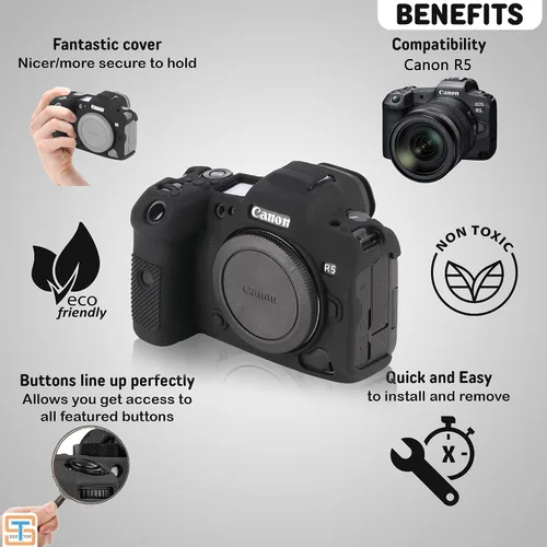 Miniatura 3 de Funda para cámara Canon R5 - Funda protectora de silicona para cámara réflex digital, jaula desmontable, a prueba de golpes, a prueba de polvo