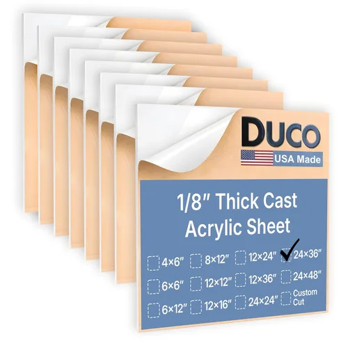 Miniatura 81 de Duco - Hoja de acrílico fundido transparente hecha en Estados Unidos, 1/8 de pulgada de grosor, 12 x 12 pulgadas, 1 paquete de láminas de plexiglás