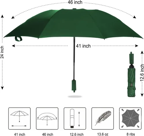 Miniatura 24 de LANBRELLA Paraguas plegable inverso compacto paraguas de viaje a prueba de viento automático