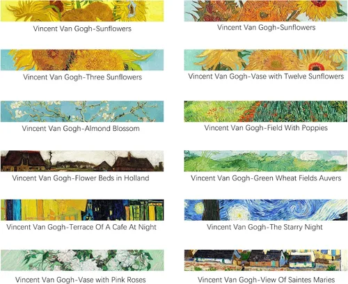Miniatura 2 de Berkin Arts 12 piezas lindo cuadrado de cristal fuerte imán magnético refrigerador girasol noche estrellada Vincent Van Gogh Series