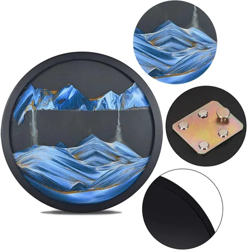Miniatura 3 de ETULLE Decoración artística de pared, manualidades de vidrio, arena móvil dinámica 3D, imagen de arte de arena en movimiento, paisaje de arena 3D
