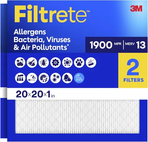 Filtrete - Paquete de 2 filtros de aire para sistemas de climatización centralizada de 1900 MPR, que filtran alérgenos por completo para una vida