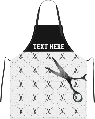 Miniatura 8 de Delantal de barbería personalizado para hombres y mujeres, delantal de texto personalizado con bolsillos, delantal ajustable personalizado