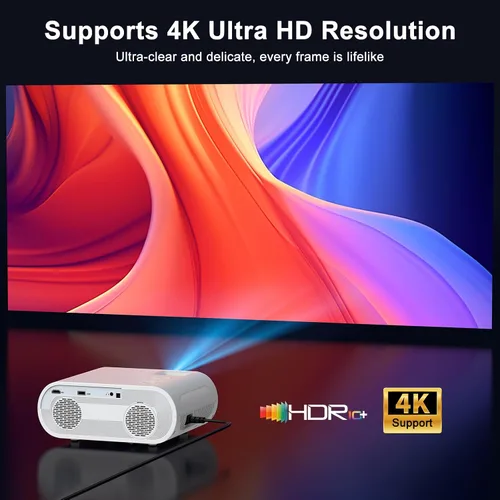 Miniatura 4 de Proyector inteligente ANSI 1500, proyector HOMPOW 4K con WiFi y Bluetooth, mini proyector, sistema de transmisión integrado, proyector