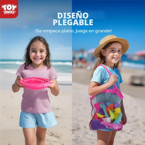Miniatura 4 de TOY Life 41 piezas de juguetes de playa para niños de 4 a 8 años, juguetes de arena plegables para niños pequeños con cubo de silicona, palas y kit