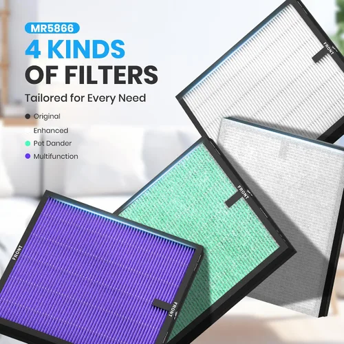 Miniatura 9 de FLANUR Filtro de repuesto para purificador de aire auténtico, filtro HEPA verdadero compatible con MR5866 para 99.97% de contaminantes del aire