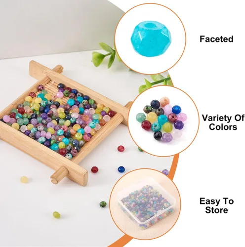 Miniatura 3 de Pandahall - 450 cuentas de jade facetadas naturales teñidas de 0.157 pulgadas (0.157 in), cuentas de piedras preciosas espaciadoras sueltas pequeñas