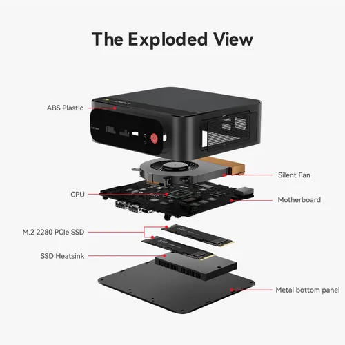 Miniatura 6 de Beelink Mini PC SER5, AMD Ryzen 7 7735HS (hasta 4.75 GHz) 8C/16T, mini computadora de 24 GB LPDDR5 RAM 500 GB NVMe PCIe 4.0 SSD, mini computadora