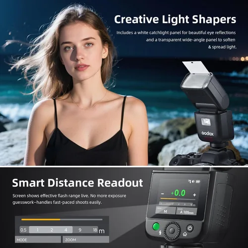 Miniatura 9 de Godox V480S TTL Speedlite Flash para cámaras Sony, GN50, pantalla táctil de 2.0 pulgadas, HSS 1/8000s, sincronización de obturador electrónico, 2.4G