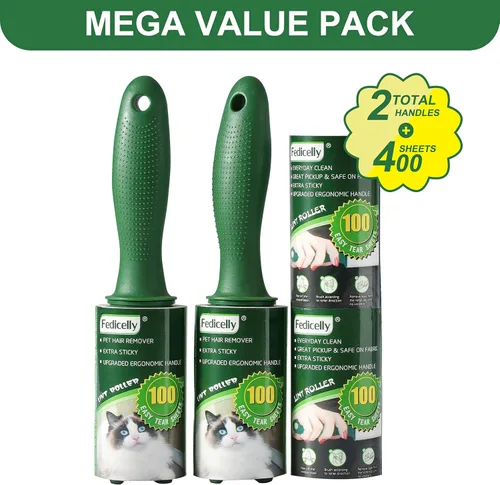 Miniatura 2 de Fedicelly Rodillos extra pegajosos para eliminar pelusas de mascotas, para lavandería, ropa, muebles, alfombras, total de 400 hojas, recambios