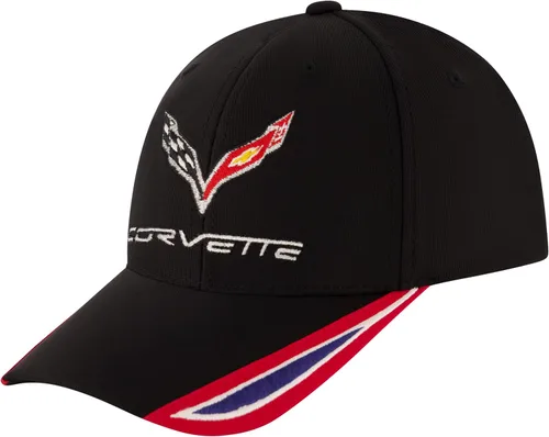 Gorra de béisbol Chevrolet Corvette Logo Flex Fit con ala curva, color negro, talla única
