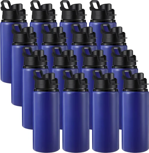 Miniatura 11 de Sunnyray 16 Piezas Botellas de Agua de Aluminio a Granel Multicolor Reutilizables Botella Deportiva con Tapas a Presión Paquete Múltiple Frasco