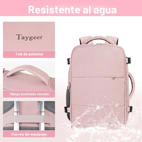 Miniatura 7 de Taygeer - Mochila de viaje para mujeres, mochila de cabina con puerto de carga USB y bolsa para zapatos, mochila TSA para laptop de 15.6 pulgadas