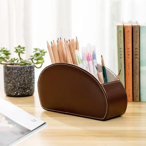 Miniatura 8 de Soporte para control remoto, caja organizadora de piel sintética con 5 compartimentos para mesa, cama, oficina, almacenamiento remoto, accesorios