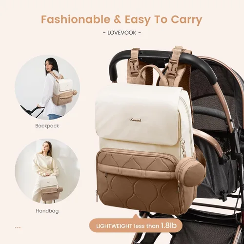 Miniatura 5 de LOVEVOOK Mochila para pañales, bolsas de viaje para bebés para niños y niñas, bolsa de pañales impermeable con cambiador