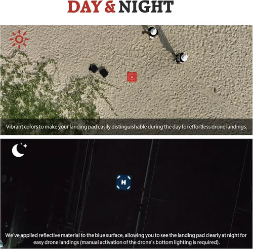 Miniatura 3 de FPVtosky Almohadilla de aterrizaje de dron reflectante nocturna, almohadilla de aterrizaje impermeable de doble cara de plegado rápido