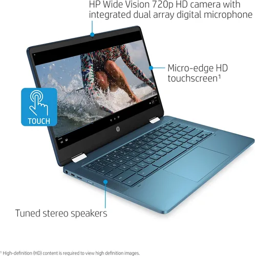 Miniatura 2 de Portátil HP X360 14a Chromebook 14" Pantalla táctil HD, Entretenimiento desde cualquier ángulo Intel Celeron, 4GB LPDDR4 64GB eMMC WiFi Cámara web