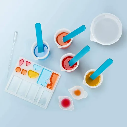 Miniatura 8 de Kit de herramientas de tazas medidoras de resina de silicona, tazas de medición de 3.3 onzas líquidas, palitos de silicona para agitar, pipetas
