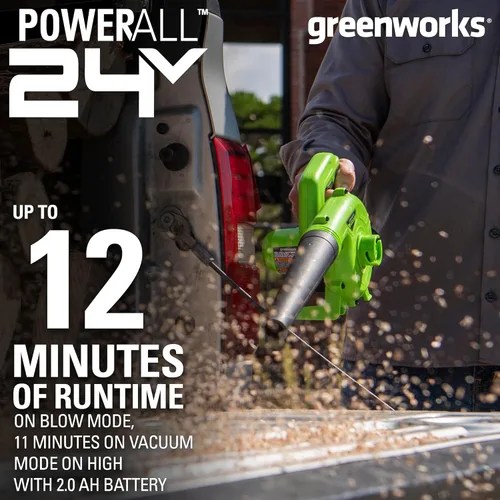Miniatura 3 de Greenworks Soplador de Taller Inalámbrico de 24V (90 MPH / 180 CFM / 200+ Herramientas Compatibles), Batería de 2.0Ah y Cargador Incluidos