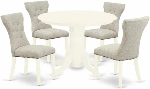 Miniatura 12 de East West Furniture SHGA5-BLK-24 - Juego de comedor de 5 piezas para 4 personas, incluye una mesa de cocina redonda con pedestal y 4 sillas Parson