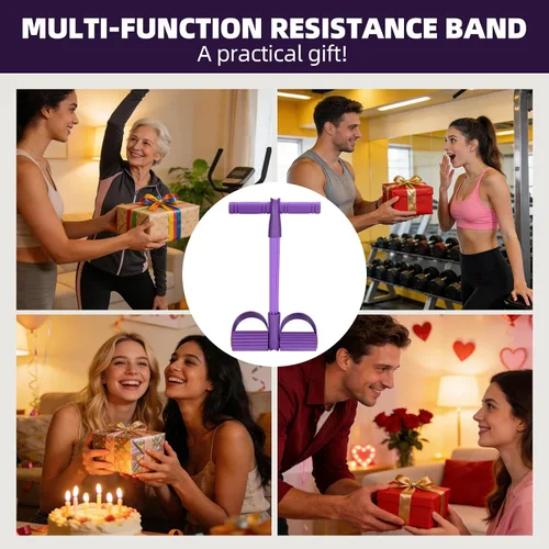 Miniatura 7 de Bandas de resistencia con asas, cuerda de tensión multifunción de 6 tubos, equipo de ejercicio para sentarse con pedales y asas, banda