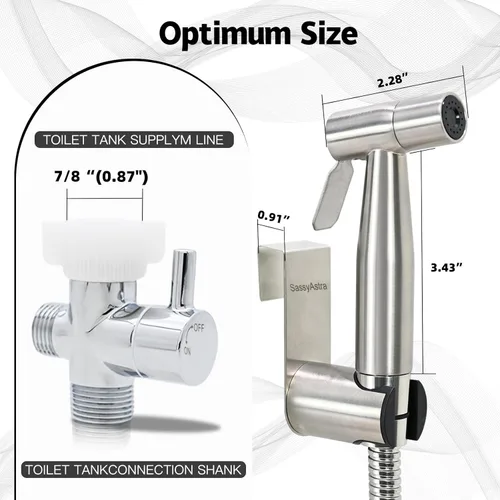 Miniatura 7 de Pulverizador de bidé de inodoro de mano, presión de agua ajustable, con manguera, kit de lavado femenino y para mascotas, accesorio de higiene