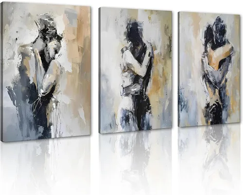 Miniatura 73 de Novatique 3 piezas de arte de pared sexy en blanco y negro para parejas desnudas, decoración de pared abstracta de amor para mujeres y hombres, arte