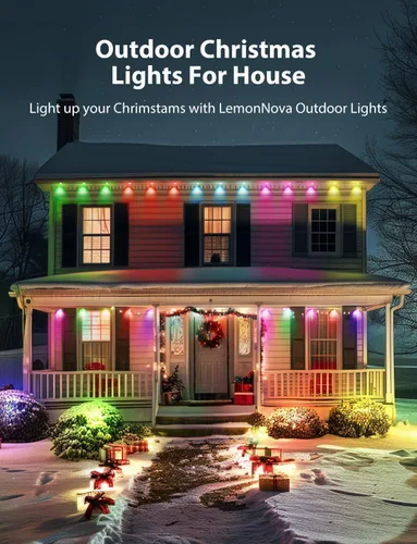 Miniatura 2 de Luces permanentes para exteriores, 200 pies inteligentes IC+RGB luces de Navidad para exteriores con 144 LED, IP67 impermeable LED aleros