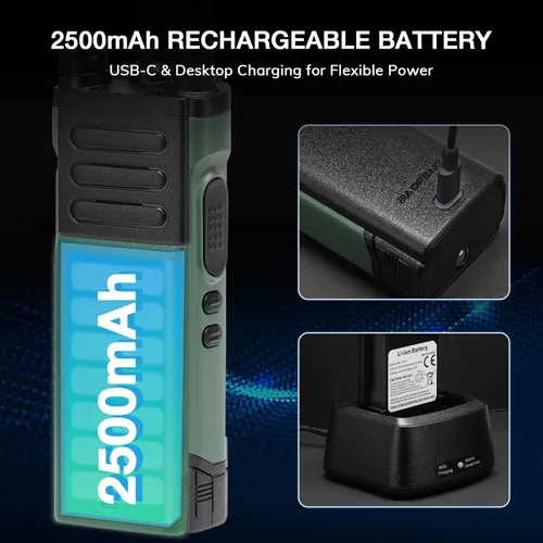 Miniatura 9 de BAOFENG UV-32 Radio de Radioaficionado Portátil de 10W, Radio Bidireccional de Largo Alcance Multibanda con GPS, Chirp y Aplicación Inalámbrica