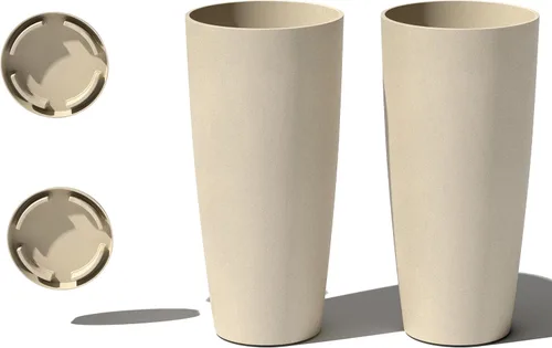 Miniatura 13 de Veradek Mason Series Vega Planter - Maceta redonda alta para interiores o exteriores, porche/patio Hecha de compuesto de plástico y piedra