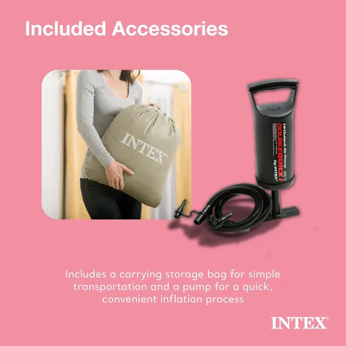 Miniatura 8 de Intex 66810EP Juego de cama inflable Kidz de viaje: colchón de aire incluye bomba de mano y bolsa de transporte - Uso en interiores - 28" x 52x4