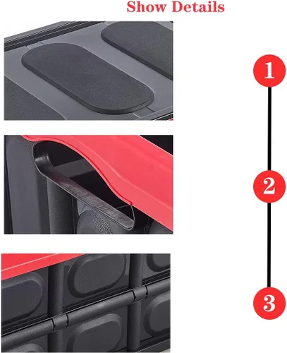 Miniatura 5 de GUOZI Contenedor de almacenamiento plegable de 30 litros con tapa, caja de almacenamiento plegable de plástico duradero, contenedor organizador