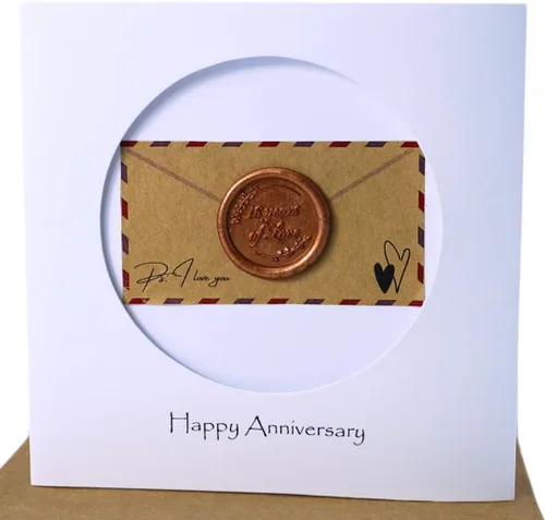 Miniatura 18 de Camellia Bees Tarjeta de 10º Aniversario, Tarjeta Temática de Boda en Lata de Aluminio para Esposo, Esposa, Pareja (10º)
