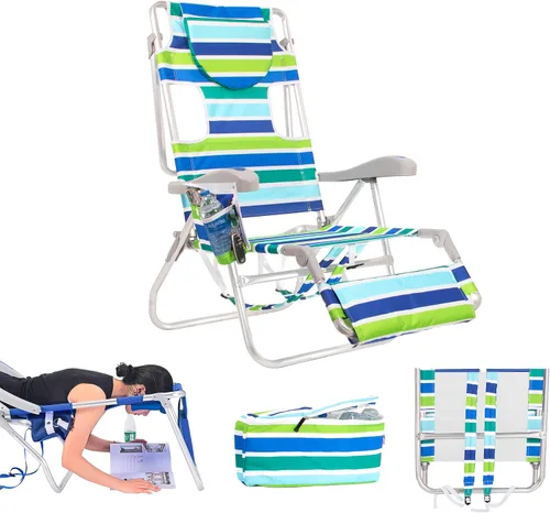 Miniatura 35 de Mochila acolchada de alta resistencia para adultos con reposapiés y bolsa enfriadora Coloque plana, 5 posiciones reclinables Bolsa térmica