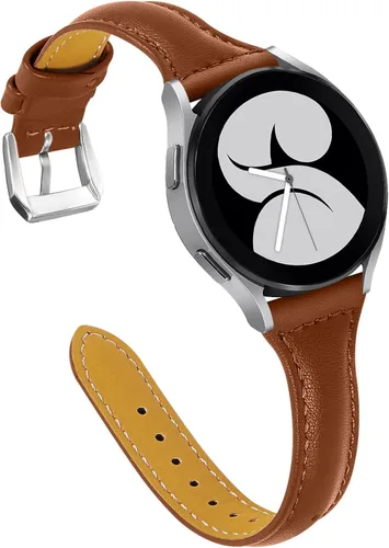 Miniatura 10 de JOYOZY Correa de cuero compatible con Samsung Galaxy Watch 6/7/FE/5/4 de 40 mm, 44 mm, Active (40 mm)/2 (40 mm) (44 mm), correa de muñeca delgada