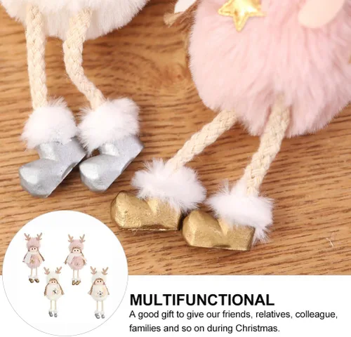 Miniatura 6 de Adornos de Navidad Ángel Ornamento Muñeca de Navidad Colgante Rosa para Decoración de Árbol 4pcs