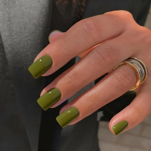 Miniatura 26 de KQueenest Uñas Postizas de Presión Azul Real Cortas Medianas Cuadradas con Pegamento, Juego de Uñas Falsas Sólidas Oscuras Cortas Ataúd Acrílicas