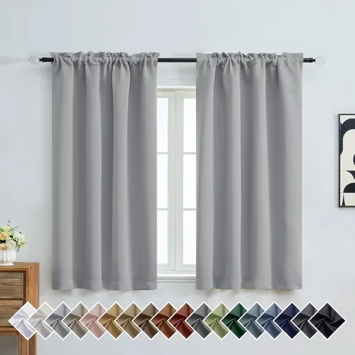 Miniatura 268 de OVZME Cortinas opacas turquesa para tratamiento de ventanas pequeñas, cortinas cortas con bloqueo de luz para ventana de cocina sobre el fregadero