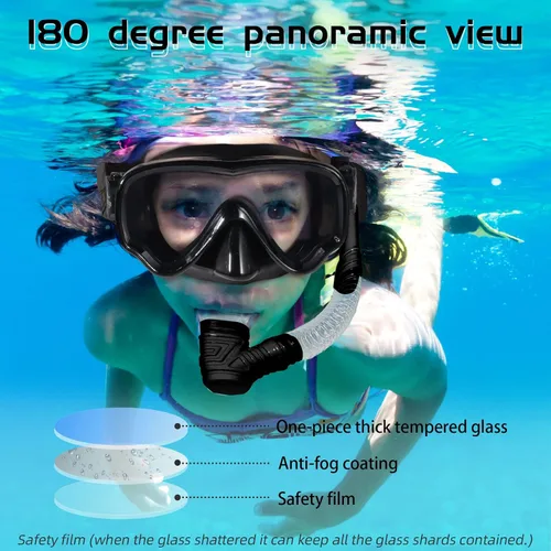 Miniatura 4 de Seago Gafas de natación para niños, máscara de buceo para jóvenes (5-15), antivaho 180° visión clara