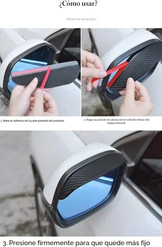 Miniatura 6 de Pincuttee Visor de lluvia de espejo para cejas, protectores de lluvia para espejo lateral, fundas para automóvil, ajuste único, paquete de 2 Negro