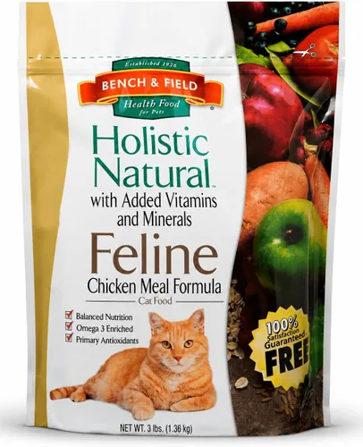 Bench & Field Holistic Premium Alimento seco para gatos, harina de pollo y arroz integral, hecho sin maíz, trigo o soja, para todas las etapas de la