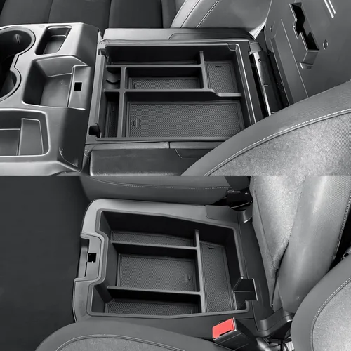 CDEFG Organizador de consola central Chevy Silverado Sierra 2500HD 3500HD 2019-2025 2026 (solo asiento plegable de banco dividido)